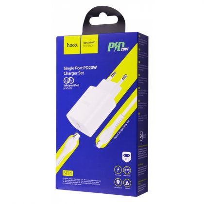 Зарядное устройство Hoco N14 PD20W + кабель Type-C to Lightning White