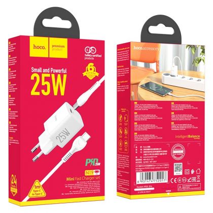 Зарядное устройство Hoco N19 Rigorous PD25W Type-C to Type-C White