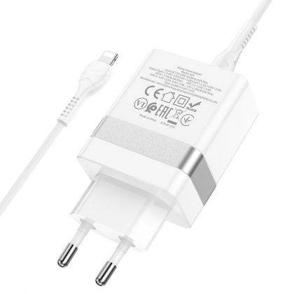 Зарядное устройство Hoco N21 Topspeed PD30W+QC3.0 Type-C to Lightning White
