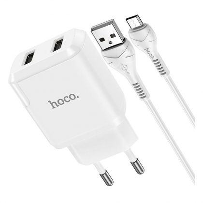 Зарядное устройство Hoco N7 (2USB/ 2.1A) + Cable Micro USB White