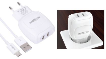Зарядное устройство Moxom KH-69 2.1A 2USB + Cable microUSB White