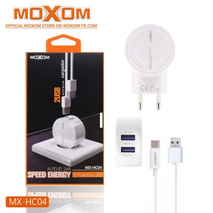 Зарядное устройство Moxom MX-HC04 2.4A 2USB + Cable Type-C White