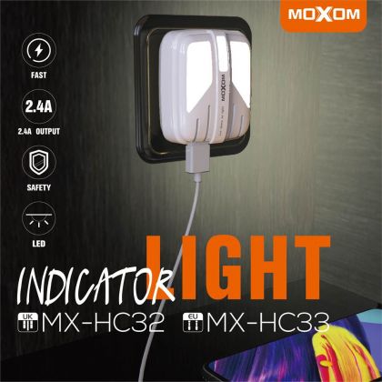 Зарядное устройство Moxom MX-HC33 LED 2.4A 2USB + Cable microUSB White