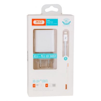 Зарядное устройство XO L64 Type-C to Lightning QC3.0 18W White