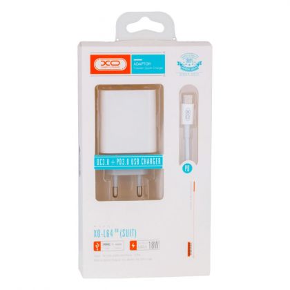 Зарядное устройство XO L64 Type-C to Type-C QC3.0 18W White