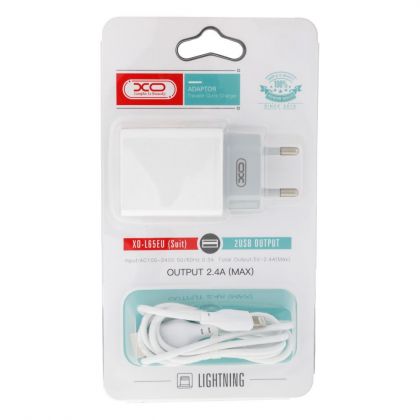 Зарядное устройство XO L65EU Lightning 2.4A 2USB White