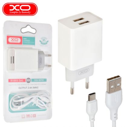 Зарядное устройство XO L65EU Type-C 2.4A 2USB White