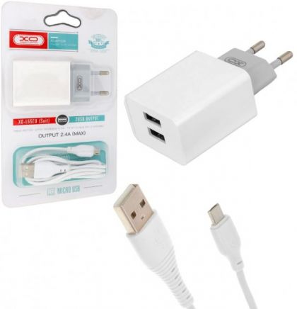 Зарядное устройство XO L65 EU Micro 2USB 2.4A White