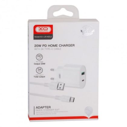 Зарядное устройство XO L81A EU PD20W+QC3.0 Type-C 2USB 18W White