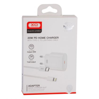 Зарядное устройство XO L81B EU PD 20W Type-C to Lightning 3A White