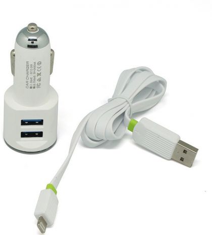 Автомобильное ЗУ LDNIO DL-C29 2USB 5V 3.4A + Cable iPhone 5 White