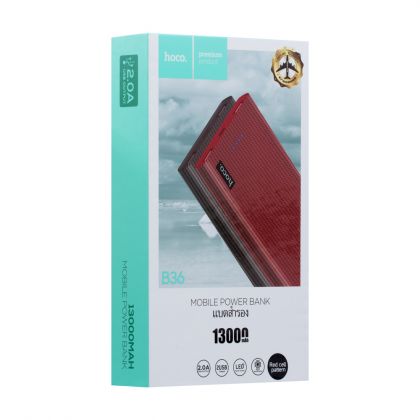 Повербанк Hoco B36 Wooden mobile 13000 mAh Red Cell Pattern