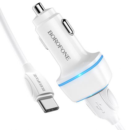 Автомобильное ЗУ Borofone BZ14 Type-C 2USB 2.4A White