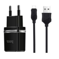 Зарядное устройство Hoco C12 2USB 2.4A + Cable Micro, Black