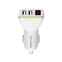 Автомобильное ЗУ Borofone BZ11 Digital Display 2USB 2.1A White