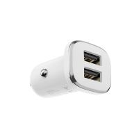 Автомобильное ЗУ Borofone BZ12 2.4A 2 USB + Кабель USB to Lightning  White
