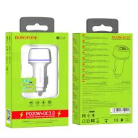 Автомобильное ЗУ Borofone BZ14A PD20W+QC3.0 3A White