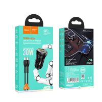 Автомобильное ЗУ Hoco NZ5 Smooth road PD30W+QC3.0 car charger set(Type-C to Lightning) Black