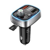 Автомобильное зарядное устройство Borofone BC32 2 USB QC c FM-модулятором серебристо-черное