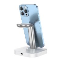 Беспроводное зарядное устройство Hoco CW43 10W Graceful 3-in-1 (MagSafe/AppleWatch) белое