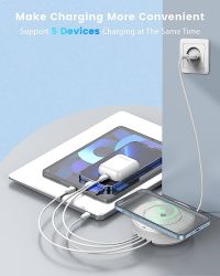 Беспроводное зарядное устройство Ldnio AW003 3 USB/ Type-C QC PD 32W белое
