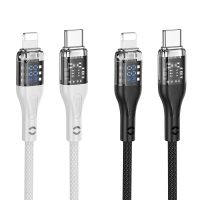 Кабель Hoco U115  с дисплеем Type-C to Lightning 1.2m серый
