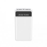 Повербанк XO PR163 + 3 Cable (20000mAh / Out: 2xUSB-A, Type-C 5V/2A / In: micro-USB, Type-C 5V/2A ) с LED Дисплеем и фонариком, Белый
