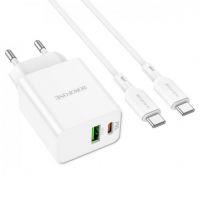 Сетевое Зарядное Устройство Borofone BA69A Resource PD20W+QC3.0 Type-C to Type-C Белый