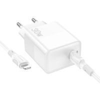 Сетевое Зарядное Устройство Borofone BA77A Insightful PD/QC 30W Type-C to Lightning Белый