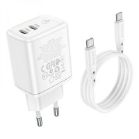 Сетевое Зарядное Устройство Borofone BN9 Reacher PD/QC (2 USB-C) 35W Type-C to Type-C Белый