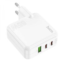 Сетевое зарядное устройство Hoco C115A 2 Type-C/ USB PD 65W белое