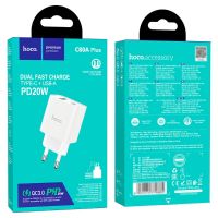 Сетевое зарядное устройство Hoco C80A Plus USB/ Type-C QC PD белое