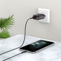 Сетевое зарядное устройство Hoco C86A 2 USB с дисплеем черное