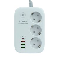 Сетевой Удлинитель LDNIO SEW3452 |3USB/1Type-C, 3Sockets. QC/PD, 30W/10A, 2m  EU Plug| WiFi White