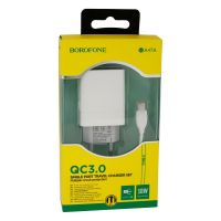 Зарядное устройство Borofone BA47A QC3.0 1USB/3A +Кабель Type-C  White