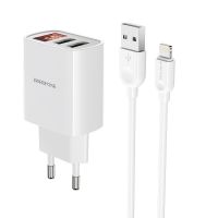 Зарядное устройство Borofone BA58A Digital Display Lightning 2USB 2.4A White Зарядное устройство Borofone BA58A Digital Display Lightning 2USB 2.4A White