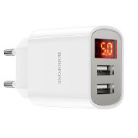 Зарядное устройство Borofone BA58A Digital Display Lightning 2USB 2.4A White