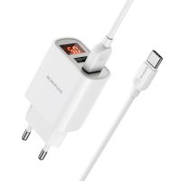 Зарядное устройство Borofone BA58A Digital Display Type-C 2USB 2.4A White