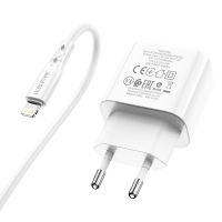 Зарядное устройство Borofone BN3 Premium PD 20W Type-C to Lightning QC3.0 White