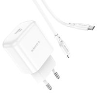 Зарядное устройство Borofone BN3 Premium PD 20W Type-C to Lightning QC3.0 White
