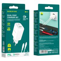 Зарядное устройство Borofone BN4 PD 20W QC3.0 Type-C to Lightning White
