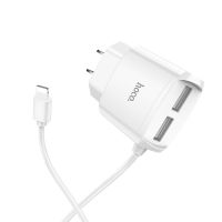 Зарядное устройство Hoco C59A Mega joy 2USB 2.4A white + Cable Lightning Зарядное устройство Hoco C59A Mega joy 2USB 2.4A white + Cable Lightning
