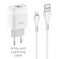 Зарядное устройство Hoco C73A 2USB Lightning 2.4A White
