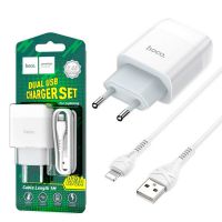 Зарядное устройство Hoco C73A 2USB Lightning 2.4A White