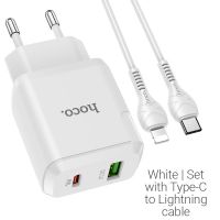 Зарядное устройство Hoco C80A PD 20W + QC3.0 Type-C to Lightning White