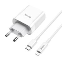 Зарядное устройство Hoco C80A PD 20W + QC3.0 Type-C to Lightning White