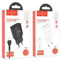 Зарядное устройство Hoco C88A (2USB/ 2.4A) + Cable iPhone White