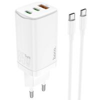 Зарядное устройство Hoco N16 65W PD+QC3.0 (1USB/ 2Type-C) + Type-C - Type-C White