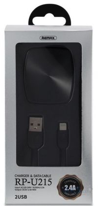 Зарядное устройство Remax RP-U215i 2.4A 2USB + Cable Lightning black