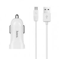 Автомобильное ЗУ Hoco Z2 White + USB - MicroUSB (1.5A)